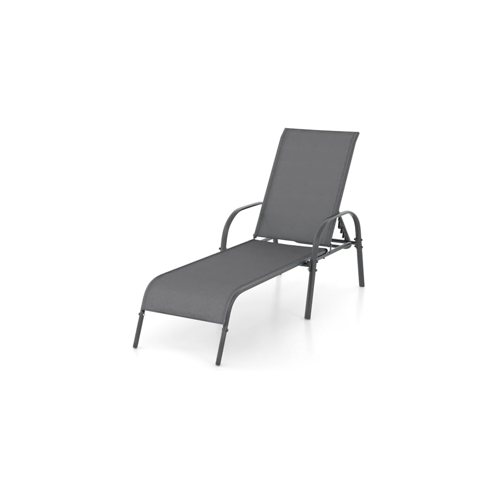 GIANTEX 2 Pack Patio Lounge Chair with 5 Adjustable Backrest, Navy