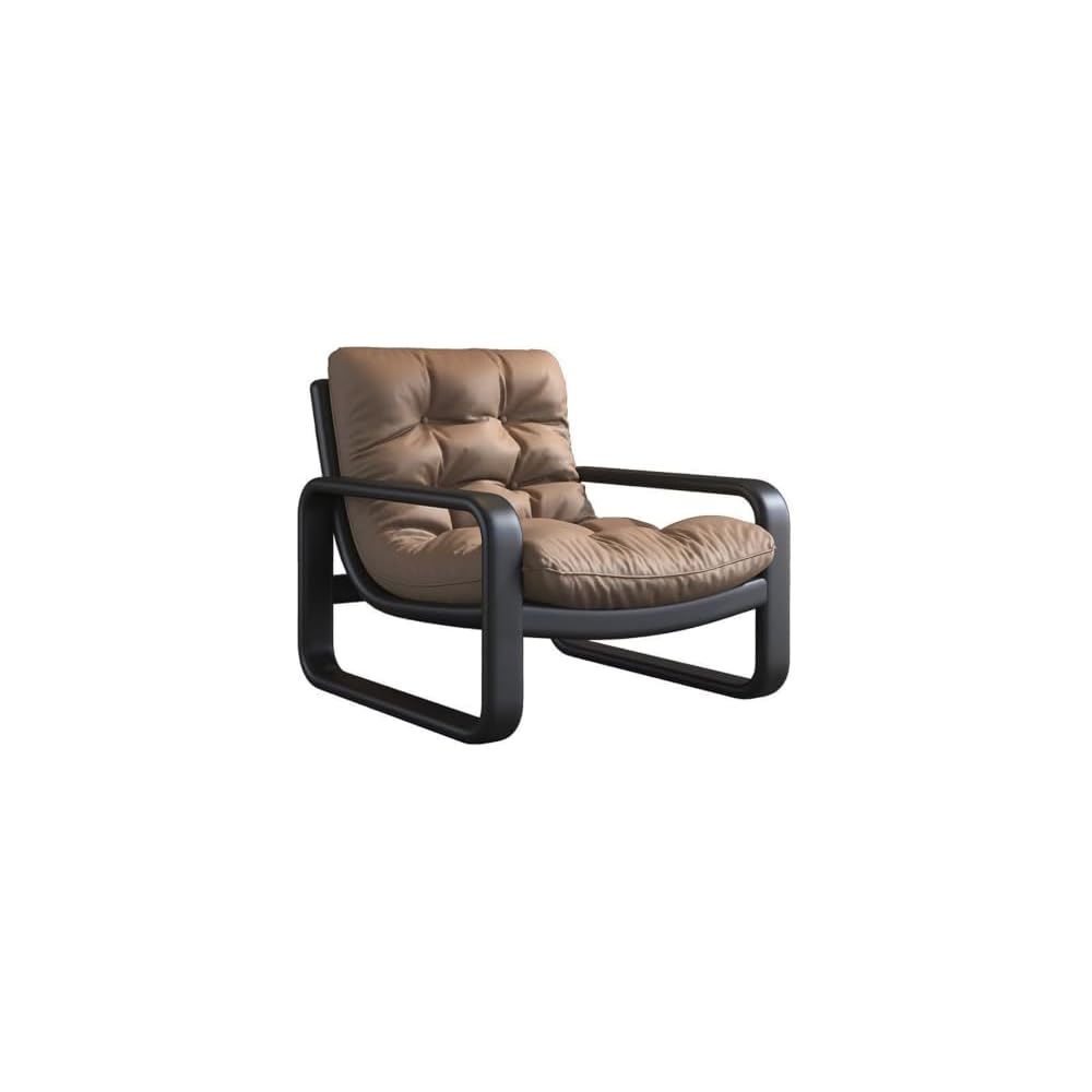 PU Leather Accent Chair Minimalist Modern Wrought Iron Armchair Metal Frame Mid-Century Ergonomic Chairs Single Lazy Sofa Lounge Chair Reading Leisure Beanbag Chairs for Living Room Bedroom Coffee