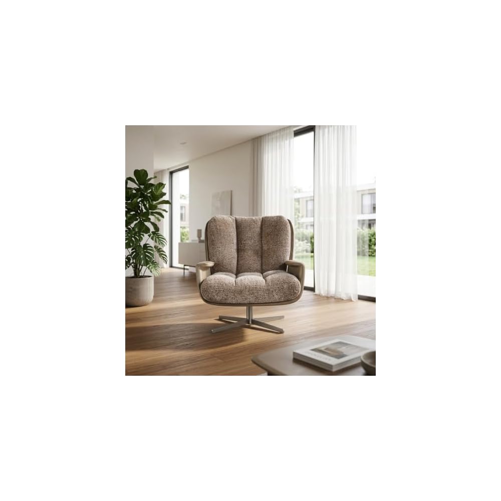 Modern Beige Armchair, Tufted Lounge Accent Chair for Living Room