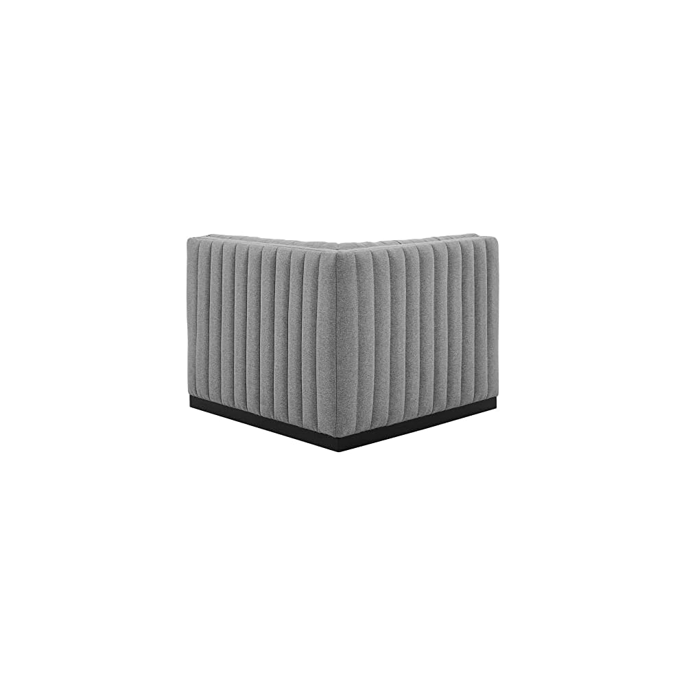Modway Conjure Modern Channel Tufted Fabric Right Corner Chair in Gray