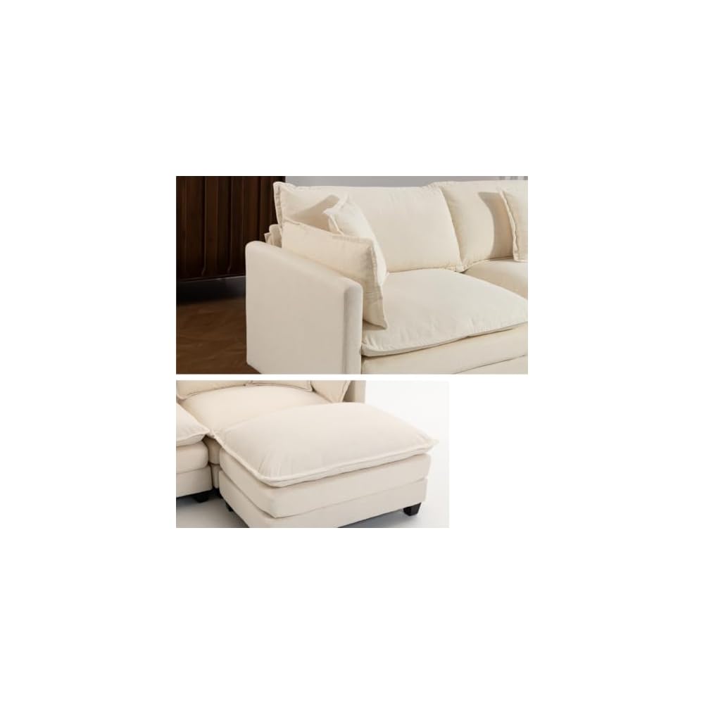 113" Modular L Shaped Cloud Couch Sectional Sofa with Chaise