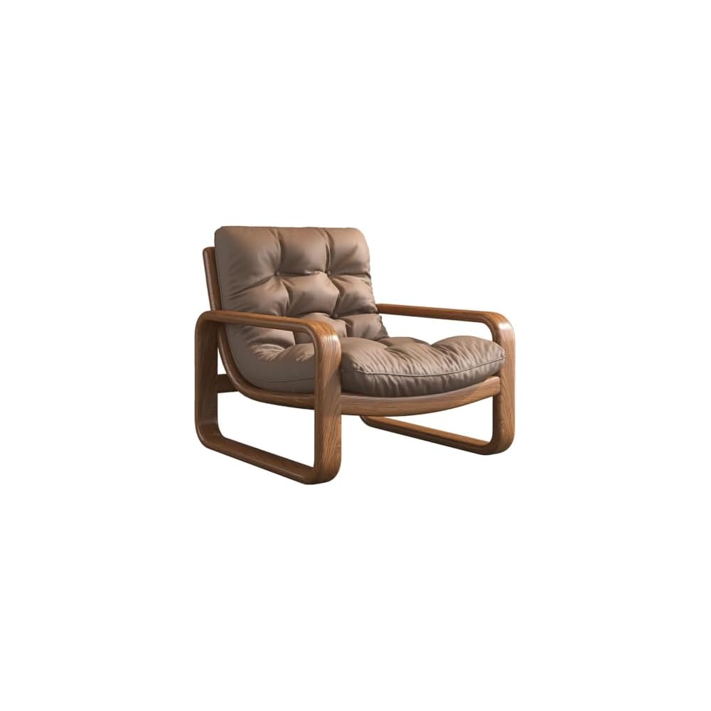 PU Leather Accent Chair Minimalist Modern Wrought Iron Armchair Metal Frame Mid-Century Ergonomic Chairs Single Lazy Sofa Lounge Chair Reading Leisure Beanbag Chairs for Living Room Bedroom Coffee