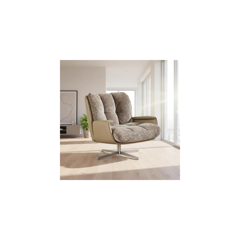 Modern Beige Armchair, Tufted Lounge Accent Chair for Living Room