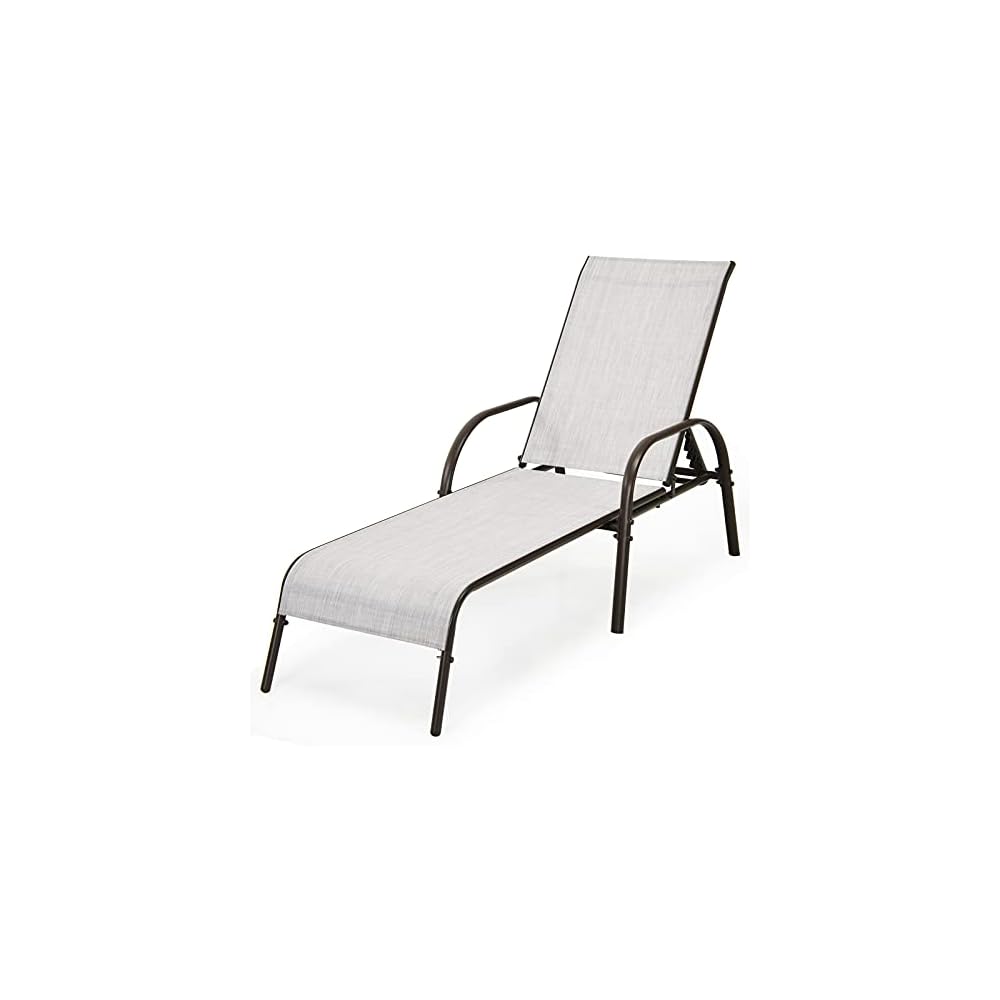 GIANTEX 2 Pack Patio Lounge Chair with 5 Adjustable Backrest, Navy