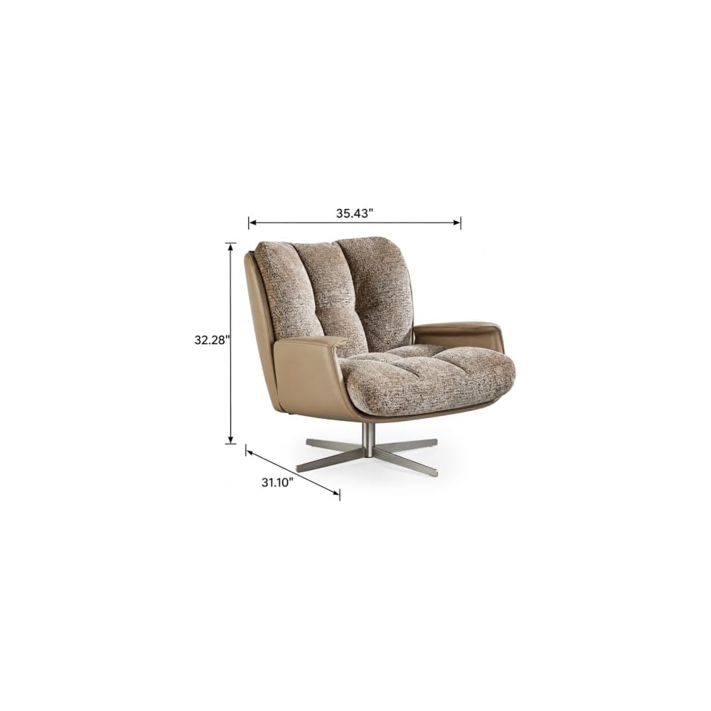 Modern Beige Armchair, Tufted Lounge Accent Chair for Living Room