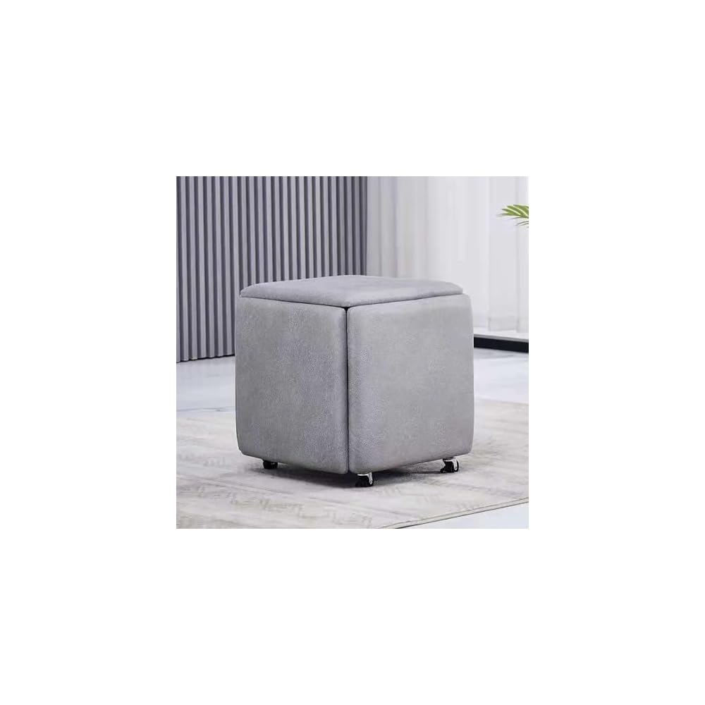5 in 1 Stackable Leather Seating Cube with Swivel Casters Stool Sofa Chair Dressing Chair for Living Room Bedroom (14x14x15 Leather)