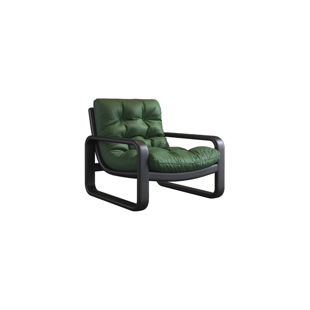 PU Leather Accent Chair Minimalist Modern Wrought Iron Armchair Metal Frame Mid-Century Ergonomic Chairs Single Lazy Sofa Lounge Chair Reading Leisure Beanbag Chairs for Living Room Bedroom Coffee