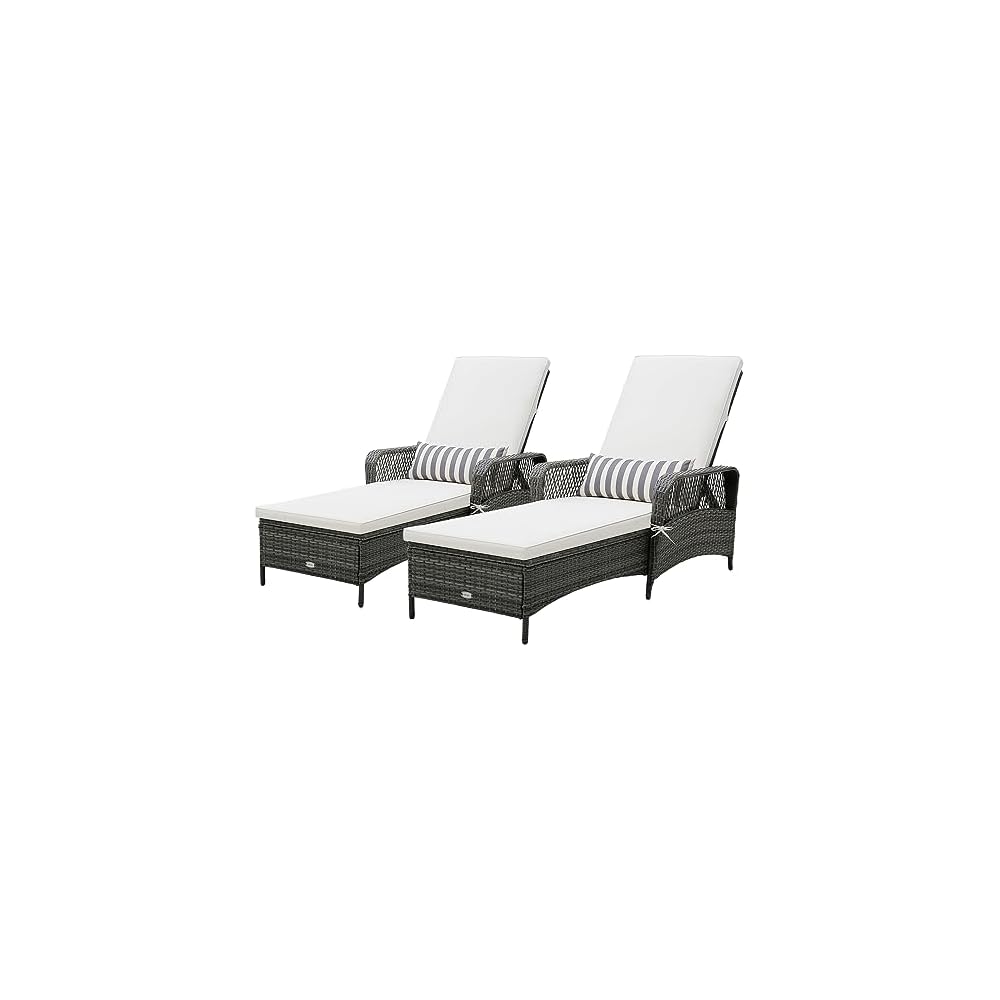 HAPPYGRILL Patio Chaise Lounge Chair Outdoor Rattan Wicker Recliner
