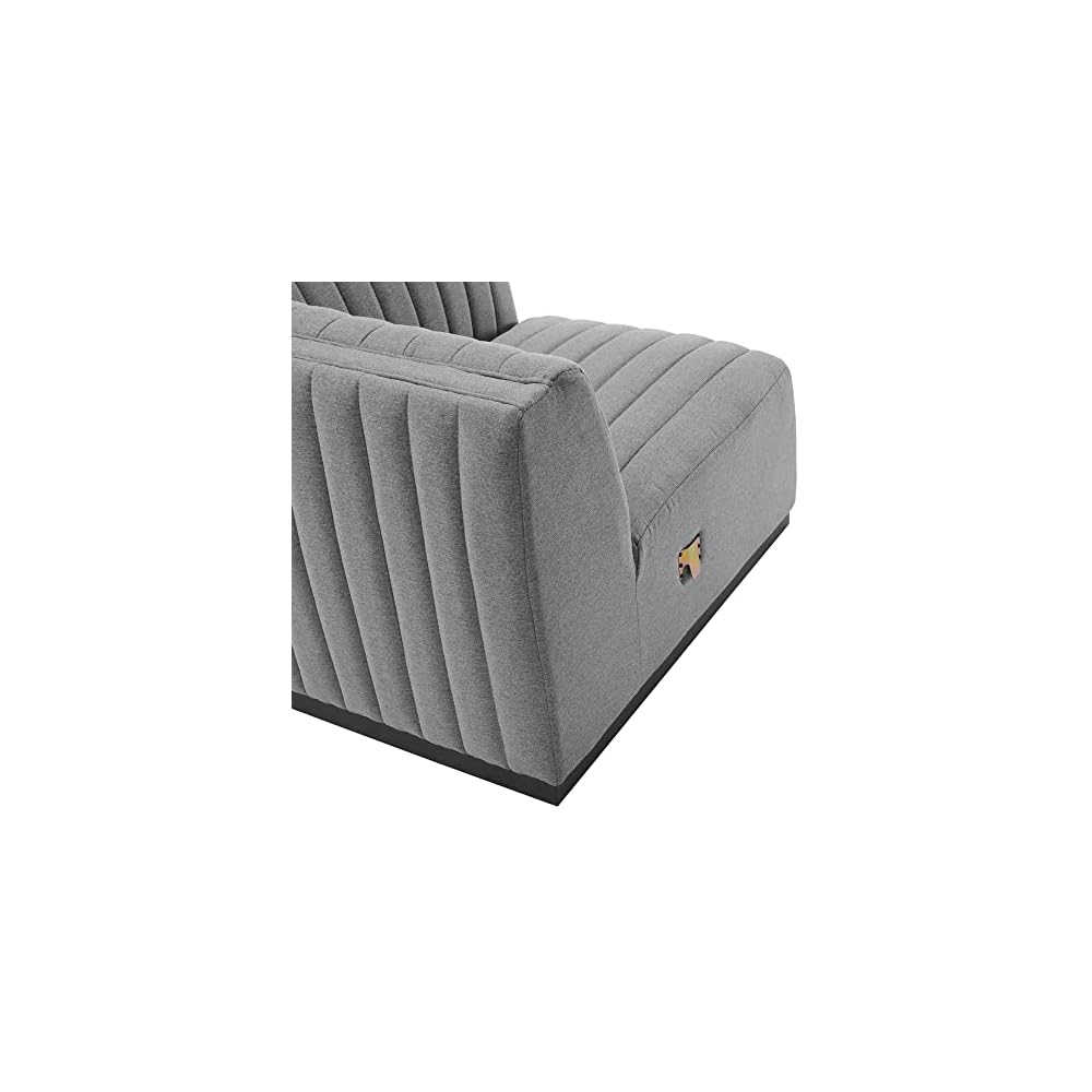Modway Conjure Modern Channel Tufted Fabric Right Corner Chair in Gray