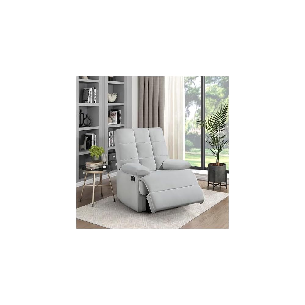Lexicon Zélie Velvet Manual Reclining Chair, Light Gray