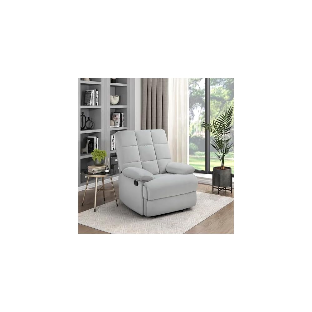 Lexicon Zélie Velvet Manual Reclining Chair, Light Gray