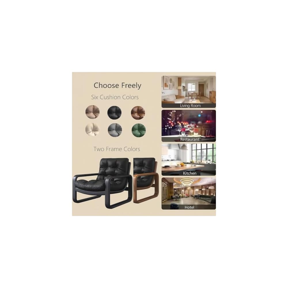 PU Leather Accent Chair Minimalist Modern Wrought Iron Armchair Metal Frame Mid-Century Ergonomic Chairs Single Lazy Sofa Lounge Chair Reading Leisure Beanbag Chairs for Living Room Bedroom Coffee
