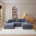Boneless Sectional Couch, 108 Inch Modular Sectional Sofa with Deep Seat, Corduroy U-Shape Cloud Couches with Right Chaise for Living Room, No Assembly Required(Grey, Right Facing Chaise)