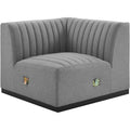 Modway Conjure Modern Channel Tufted Fabric Right Corner Chair in Gray