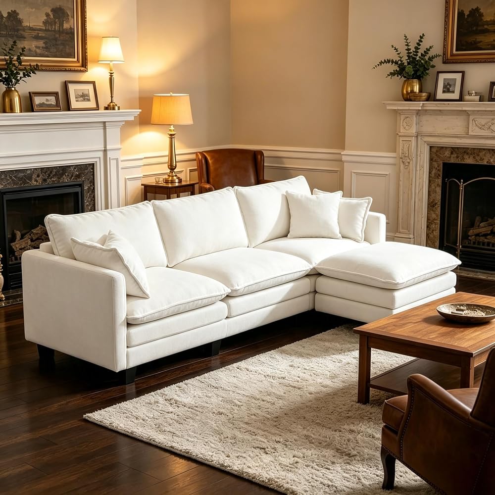 113" Modular L Shaped Cloud Couch Sectional Sofa with Chaise