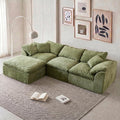 109" Modern Cloud Couches for Living Room, Deep Seat Convertible L-Shape Boneless Couch with Ottoman, Oversized Comfy 3-Seater Couch Chenille Fabric Compressed Sofa Modular Sectional Sofa, (Green)