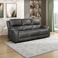 Lexicon 84.5" Polished Microfiber Manual Double Reclining Sofa, Gray